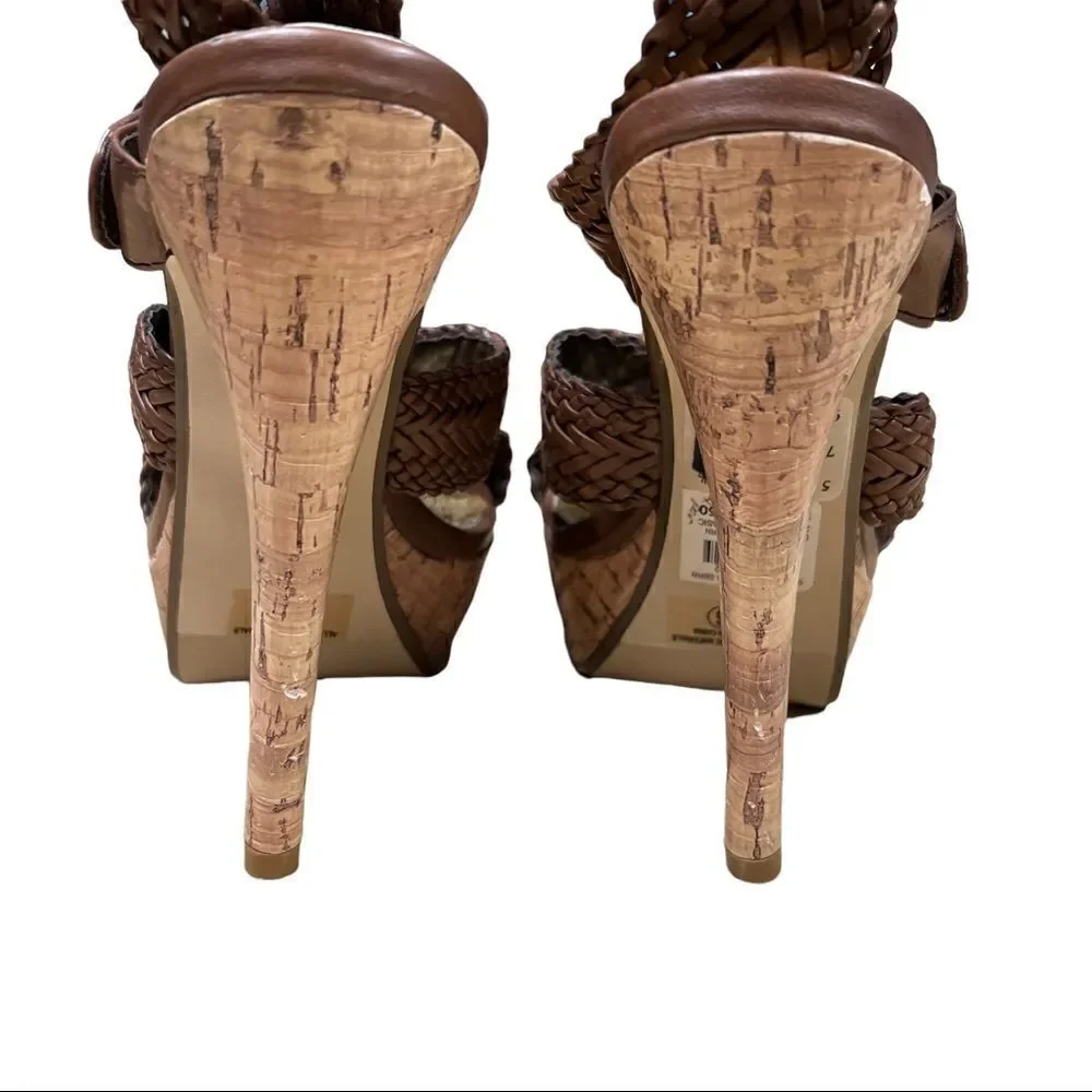 NEW Charlotte Russe SHASHA Brown Vegan Leather High Heel Sandal Pumps 6
